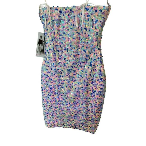 Honey And Rosie Juniors Sequin Slip Dress Multicolor Sparkle Party Large - Picture 8 of 8